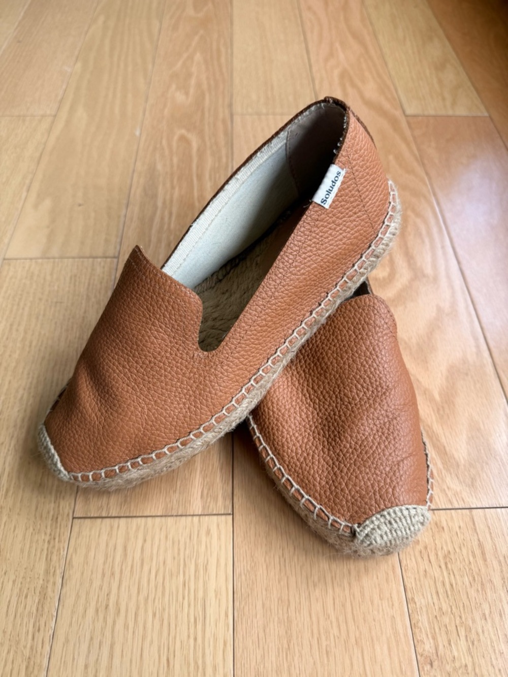 Soludos Women's Pebbled Leather Espadrilles in Tan